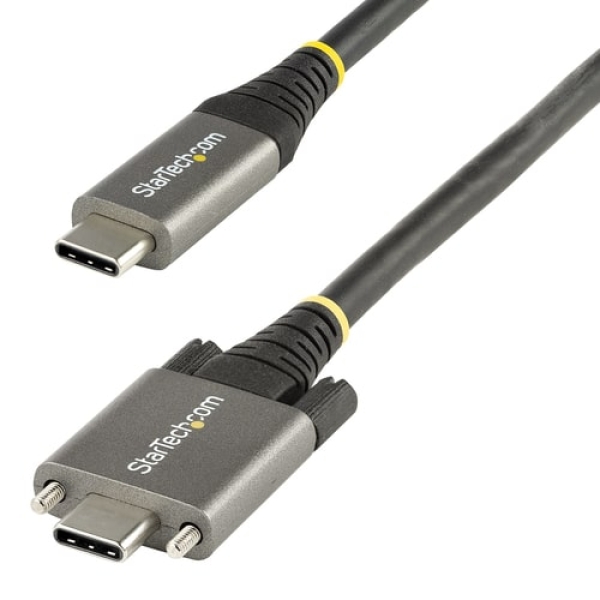StarTech.com Cable 50cm USB-C con Tornillos Laterales de Fijación – 10Gbps – Cable USB Tipo C USB 3.1/3.2 Gen 2 – con Carga por Entrega Alimentación PD de 100W (5A), Modo Alt DP