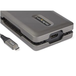 StarTech.com Adaptador Multipuertos USB-C – USB Tipo C a HDMI 2.0 4K a 60Hz – Hub Ladrón USB de 2 Puertos de 10Gbps – con PD de Paso de 100W – GbE – SD/MicroSD – Mini Docking Station