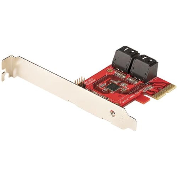 StarTech.com Tarjeta PCIe Controladora SATA de 4 Puertos - Tarjeta de Expansión PCI Express SATA - 6Gbps - Perfil Bajo/Completo - Conectores SATA Apilados - ASM1164 sin RAID