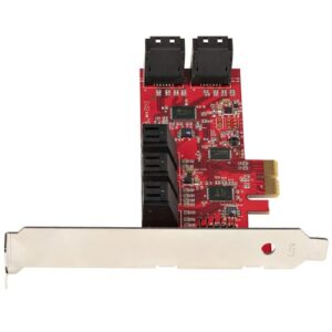 StarTech.com Tarjeta PCIe Controladora SATA de 10 Puertos – Tarjeta de Expansión PCI Express SATA – 6Gbps – Perfil Bajo/Completo – Conectores SATA Apilados – ASM1062 sin RAID