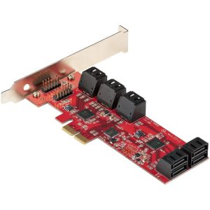 StarTech.com Tarjeta PCIe Controladora SATA de 10 Puertos – Tarjeta de Expansión PCI Express SATA – 6Gbps – Perfil Bajo/Completo – Conectores SATA Apilados – ASM1062 sin RAID
