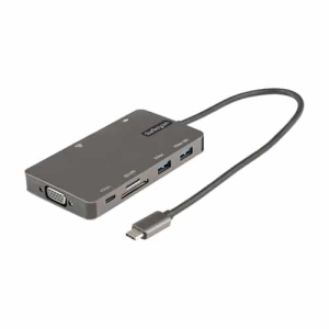 StarTech.com Adaptador Multipuertos USB C - Docking Station de Viajes HDMI 4K 30Hz o VGA - Hub Ladrón USB 3.0 de 5Gbps (USB-A / USB Tipo C) - PD de 100W - SD/Micro SD - GbE - Replicador