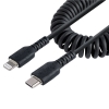 StarTech.com Cable de 50cm USB-C a Lightning MFi, Cable USB Tipo C Rizado de Carga Negro para iPhone, con Recubrimiento de TPE, Núcleo de Fibra de Aramida, Cable Lightning Rizado StarTech.com Cable de 50cm USB-C a Lightning MFi