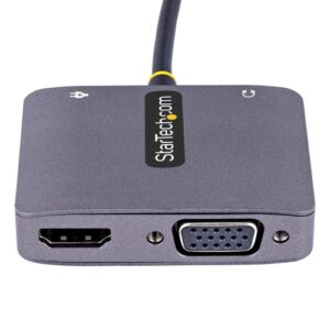 StarTech.com Adaptador de Vídeo USB C, Adaptador Multipuertos USB Tipo C a HDMI VGA con Salida de Audio de 3,5mm, HDR 4K a 60Hz, PD 3.0 de 100W, Compatible con Thunderbolt 3/4