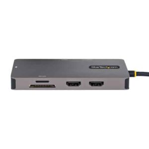 StarTech.com Adaptador Multipuertos USB C 2x HDMI 4K 60Hz, Hub USB-A 3.1 2Pt 5Gbps, PD 100W, GbE, SD/MicroSD, Cable de 30cm, Docking Station USB Tipo C de Viajes para Portátiles