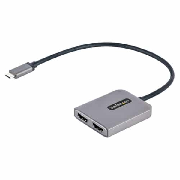 StarTech.com Hub Concentrador MST USB-C a 2 Puertos HDMI – HDMI Doble de 4K a 60Hz – Adaptador Multimonitor USB Tipo C con Cable de 30cm para Portátil – Ladrón MST DP 1.4 – Divisor HDMI