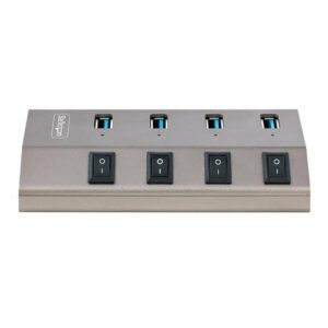 StarTech.com Hub USB-C Autoalimentado de 4 puertos con Interruptores Individuales - Concentrador USB 3.0 a 5 Gbps con Fuente de Alimentación - Ladrón USB Tipo C a USB-A - BC 1.2 StarTech.com Hub USB-C Autoalimentado de 4 puertos con Interruptores Individuales – Concentrador USB 3.0 a 5 Gbps con Fuente de Alimentación – Ladrón USB Tipo C a USB-A – BC 1.2