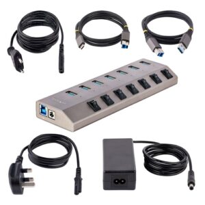 StarTech.com Hub USB-C Autoalimentado de 7 puertos con Interruptores Individuales - Concentrador USB 3.0 a 5 Gbps con Fuente de Alimentación - Ladrón USB Tipo C a USB-A - BC 1.2 StarTech.com Hub USB-C Autoalimentado de 7 puertos con Interruptores Individuales – Concentrador USB 3.0 a 5 Gbps con Fuente de Alimentación – Ladrón USB Tipo C a USB-A – BC 1.2