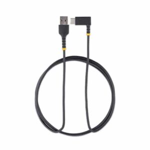 StarTech.com Cable 2m USB A a USB C Acodado – en Ángulo Recto – Cable USB-C de Carga Rápida – de Alta Resistencia – USB 2.0 A a USB Tipo-C – Fibra de Aramida – 3A – de Carga