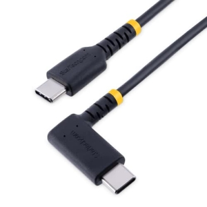 StarTech.com Cable 2m USB C Acodado – en Ángulo Recto – PD 60W – 3A – Cable USB-C de Carga Rápida – de Alta Resistencia – USB 2.0 Tipo C – Fibra de Aramida – 3A – de Carga