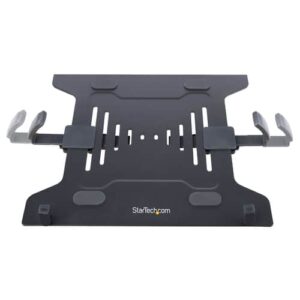 StarTech.com Brazo Soporte Ajustable para Monitor con Bandeja VESA para un Ordenador Portátil de 4,5kg y una Pantalla de hasta 32″ (8kg), Negro, con Mordaza en C/Grommet