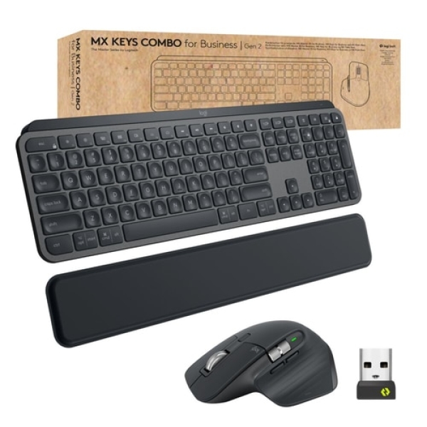 Logitech MX Keys combo for Business Gen 2 teclado Ratón incluido RF Wireless + Bluetooth QWERTZ Alemán Grafito