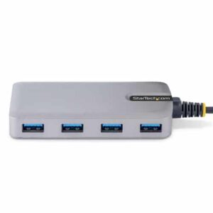 StarTech.com Hub USB de 4 Puertos – USB 3.0 de 5Gbps – Alimentado por el Bus – Concentrador de 4 Puertos USB-A con Alimentación Opcional – Ladrón USB Portátil – Cable 30cm