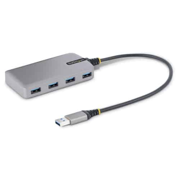 StarTech.com Hub USB de 4 Puertos – USB 3.0 de 5Gbps – Alimentado por el Bus – Concentrador de 4 Puertos USB-A con Alimentación Opcional – Ladrón USB Portátil – Cable 30cm