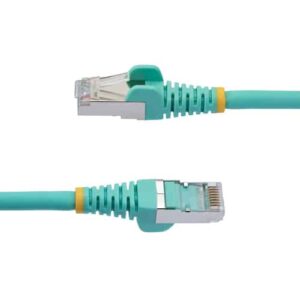 StarTech.com Cable de 2m de Red Ethernet CAT6a – Aguamarina – Low Smoke Zero Halogen (LSZH) – 10GbE – 500MHz – PoE++ de 100W – Snagless sin Pestillo – RJ-45 – Cable de Red S/FTP