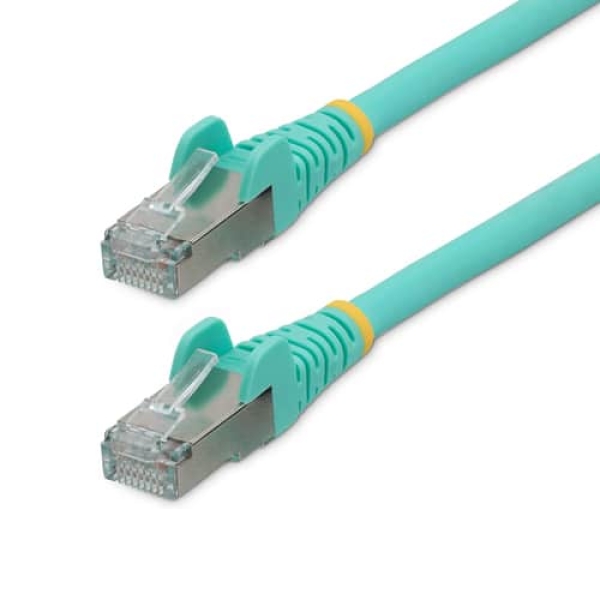 StarTech.com Cable de 2m de Red Ethernet CAT6a – Aguamarina – Low Smoke Zero Halogen (LSZH) – 10GbE – 500MHz – PoE++ de 100W – Snagless sin Pestillo – RJ-45 – Cable de Red S/FTP