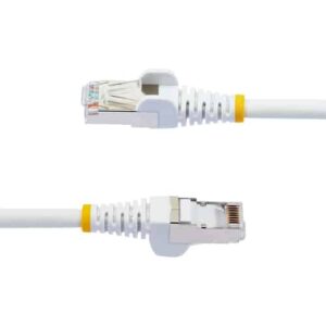 StarTech.com Cable de 7,5m de Red Ethernet CAT6a – Blanco – Low Smoke Zero Halogen (LSZH) – 10GbE – 500MHz – PoE++ de 100W – Snagless sin Pestillo – RJ-45 – Cable de Red S/FTP