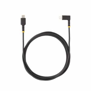 StarTech.com Cable de 2m USB-C a Lightning - Cable USB 2.0 a Lightning Acodado - Cable USB Tipo C a Lightning - Cable de Carga - Cable Lightning con Certificación MFi para iPhone 2M USB-C TO LIGHTNING CABLE – CABL
