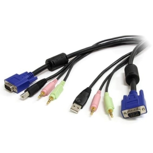 StarTech.com Cable KVM Audio y Vídeo de 1,8m Todo en Uno VGA USB A USB B HD15 Mini Jack Micrófono Altavoces – 4 en 1