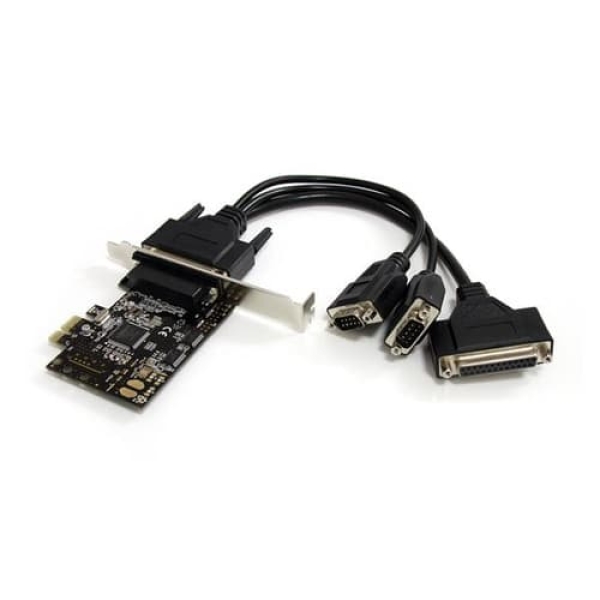 StarTech.com Tarjeta Adaptadora PCI Express PCIe 2 Puertos Serie 1 Paralelo con Cable Multiconector RS232 Serial