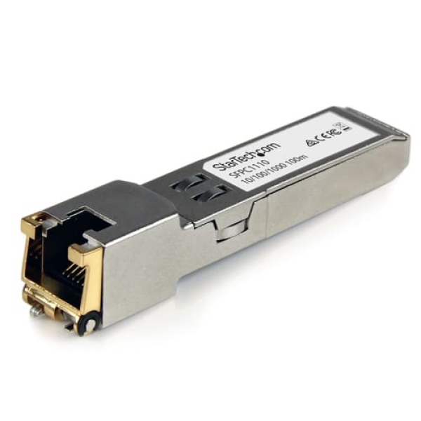 StarTech.com Módulo Transceptor SFP Compatible con el Modelo SFP-GE-T de Cisco – 1000BASE-T – SFP a RJ45 Cat6 / Cat5e – 10/100/1000 Mbps – RJ45 – 100m – Cisco IE3400, IE3300, IE3200