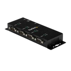 StarTech.com Concentrador Adaptador USB a Serie RS232 DB9 4 Puertos – Riel DIN Industrial y Montaje en Pared