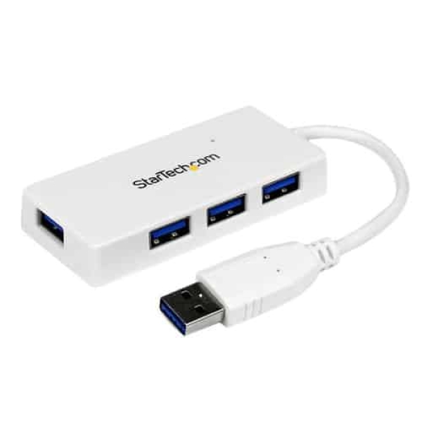 StarTech.com Adaptador Concentrador Hub Ladrón USB 3.0 Super Speed para Laptop de 4 Puertos Salidas - Blanco