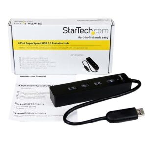 StarTech.com Adaptador Concentrador Hub Ladrón USB 3.0 Super Speed Portátil de 4 Puertos Salidas - Negro StarTech.com Adaptador Concentrador Hub Ladrón USB 3.0 Super Speed Portátil de 4 Puertos Salidas – Negro