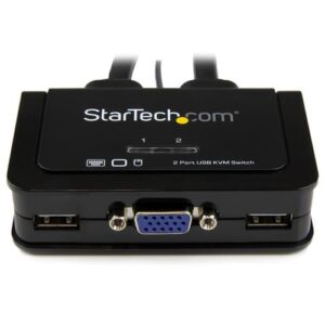 StarTech.com Switch Conmutador KVM de Cable con 2 Puertos VGA USB Alimentado por USB con Interruptor Remoto