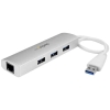 StarTech.com Hub Concentrador de 3 Puertos USB 3.0 con Adaptador de Red Ethernet Gigabit