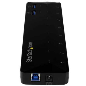 StarTech.com Concentrador USB 3.0 de 10 Puertos – Ladrón con Puertos de Carga y Sincronización – Hub con 2 Puertos de 1,5A