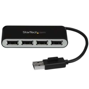 StarTech.com Concentrador Ladrón USB 2.0 de 4 Puertos con Cable Integrado – Hub Portátil USB 2.0