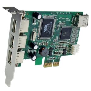 StarTech.com Adaptador Tarjeta PCI Express Perfil Bajo USB 2.0 Alta Velocidad – 3 Externos y 1 Interno