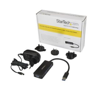 StarTech.com Hub Concentrador Portátil USB 3.0 SuperSpeed de 4 Puertos de 5Gbps con Carga Rápida - Ladrón USB 3.1 Gen 1 Tipo A - Alimentado por el Bus USB o Autoalimentado - Negro StarTech.com Hub Concentrador Portátil USB 3.0 SuperSpeed de 4 Puertos de 5Gbps con Carga Rápida – Ladrón USB 3.1 Gen 1 Tipo A – Alimentado por el Bus USB o Autoalimentado – Negro