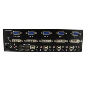 StarTech.com Conmutador Switch KVM 4 Ordenadores 2 Monitores Dobles DVI VGA Audio Puertos USB 1920×1440