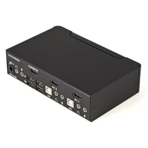 StarTech.com Conmutador Switch KVM 2 puertos HDMI con Hub Concentrador USB 2.0 Audio – 1920×1200