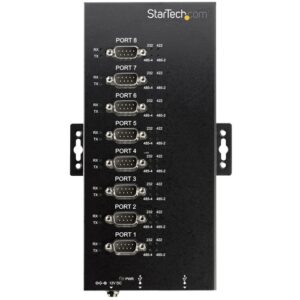 StarTech.com Adaptador Hub Serie de 8 Puertos USB a RS232/RS485/RS422 – Ladrón Industrial Convertidor USB 2.0 a DB9 Serial – IP30 – de Montaje en Carril DIN – Protección ESD de 15kV