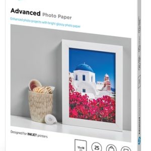 HP Papel fotográfico satinado con brillo Advanced – 25 hojas/13 x 18 cm sin bordes