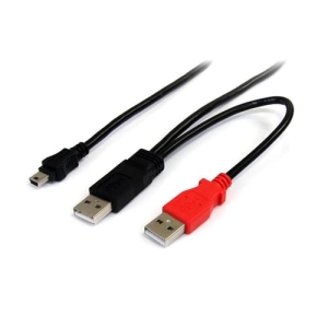 StarTech.com Cable de 1,8m USB 2.0 en Y para Discos Duros Externos – Cable Mini B a 2x USB A