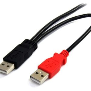 StarTech.com Cable de 1,8m USB 2.0 en Y para Discos Duros Externos – Cable Mini B a 2x USB A