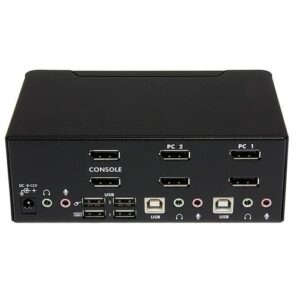 StarTech.com Conmutador Switch KVM – 2 puertos USB 2.0 – Audio Vídeo DisplayPort 2 Monitores