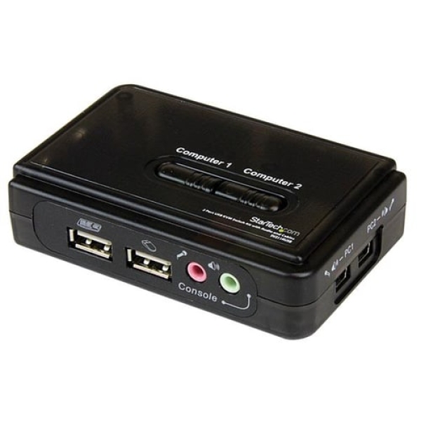 StarTech.com Juego de Conmutador KVM de 2 puertos con todo incluido – USB – Audio y Vídeo VGA