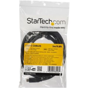 StarTech.com Cable de 3m USB-C a USB-C con capacidad para Entrega de Alimentación de 5A – USB TipoC – Cable de Carga USBC – USB 2.0