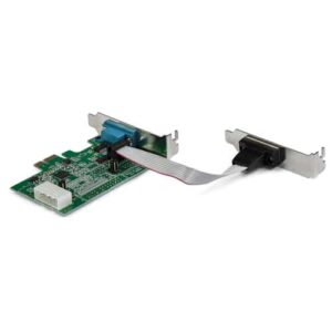 StarTech.com Tarjeta Adaptadora Serie PCI Express RS232 de 2 Puertos – Tarjeta Controladora Serie PCIe RS232 – PCIe a Serie DB9 – UART 16950 – Tarjeta de Perfil Bajo para Windows y Linux