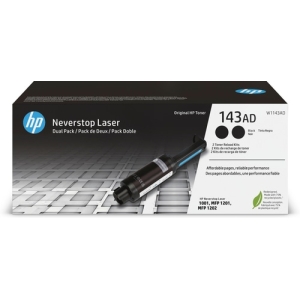 HP Kit de dos paquetes de recarga de tóner Original Neverstop 143AD negro