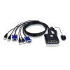 ATEN Switch KVM formato cable VGA USB de 2 puertos con selector remoto de puerto