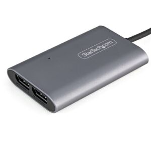 StarTech.com Adaptador Thunderbolt 3 a Dos Puertos DisplayPort DP 1.4 – Adaptador Thunderbolt 3 a DP de 2 Monitores 4K de 60Hz o 1 Monitor de 8K o 5K – Adaptador de Vídeo a 2 Monitores DisplayPort – para Mac y Windows