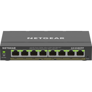 NETGEAR 8-Port Gigabit Ethernet High-Power PoE+ Plus Switch (GS308EPP) Gestionado L2/L3 Gigabit Ethernet (10/100/1000) Energía sobre Ethernet (PoE) Negro