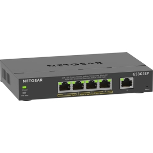 NETGEAR 5-Port Gigabit Ethernet PoE+ Plus Switch (GS305EP) Gestionado L2/L3 Gigabit Ethernet (10/100/1000) Energía sobre Ethernet (PoE) Negro