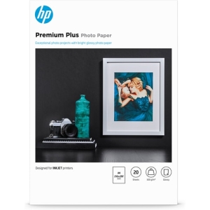 HP Papel fotográfico brillante Premium Plus – 20 hojas/A4/210 x 297 mm